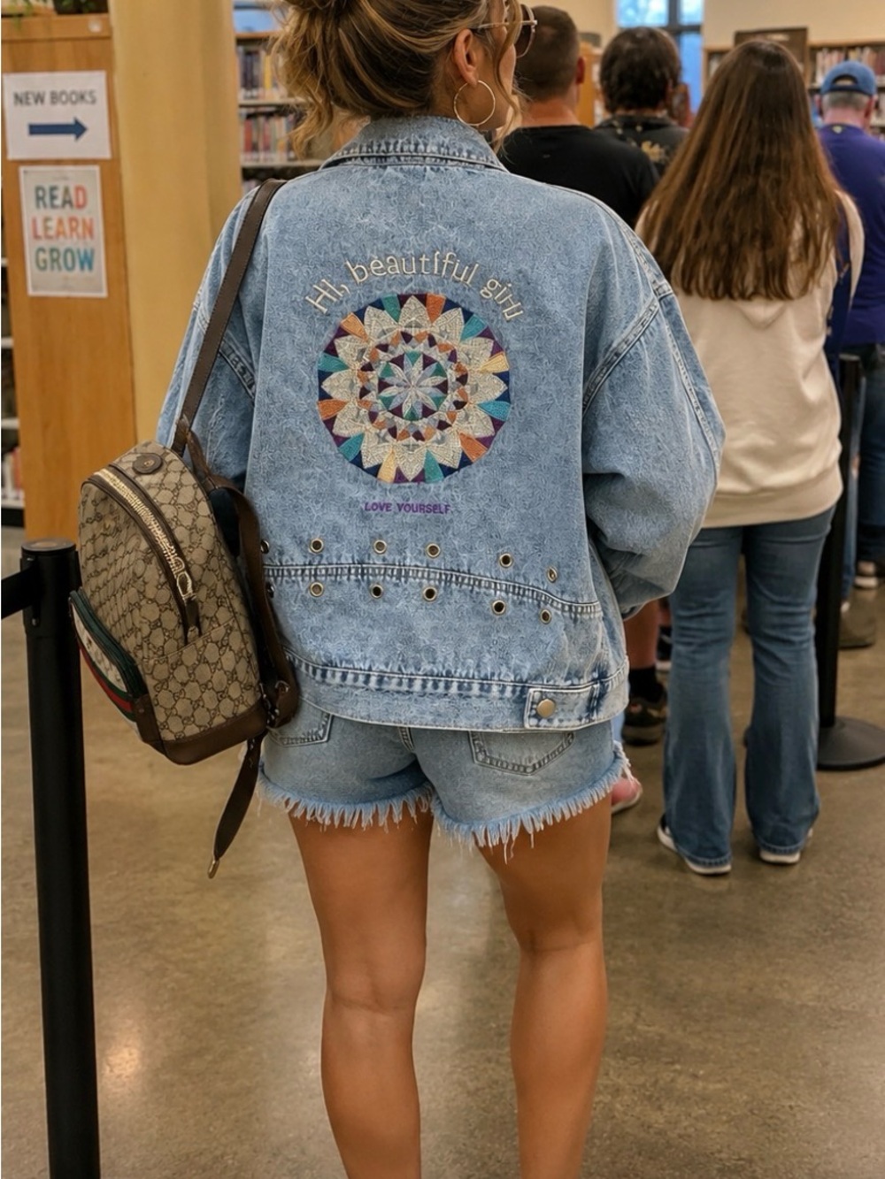 Light Wash Denim Jean Jacket - Casual Women's Oversized Jacket